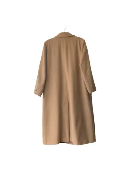 Four Seasons cashmere wool tan beige button up long line overcoat jacket - Picture 5 of 6